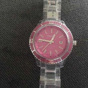 Clear/Pink Thin Band Watch